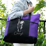 Personlig Häst Födelse Blomma Oxford Stor Tote Bag med Namn Resa Essentials Födelsedagspresent för kvinnor Vänner