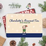 Personalised Snowman Santa Gingerbread Man Food Grade Metal Christmas Biscuit Tin 1- 6 Face Photos & Name Christmas Gift for Family