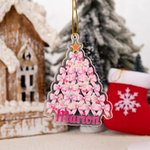 Adorno acrílico rosa personalizado para árbol de Navidad con nombre y cuerda dorada Regalo de Navidad para niñas