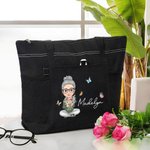 Personalisierte Cartoon-Figur Tragetasche mit Namen Geburtsblumenstrauß Reißverschluss Tote Bag Geburtstag Weihnachten Geschenk für Familie Freunde