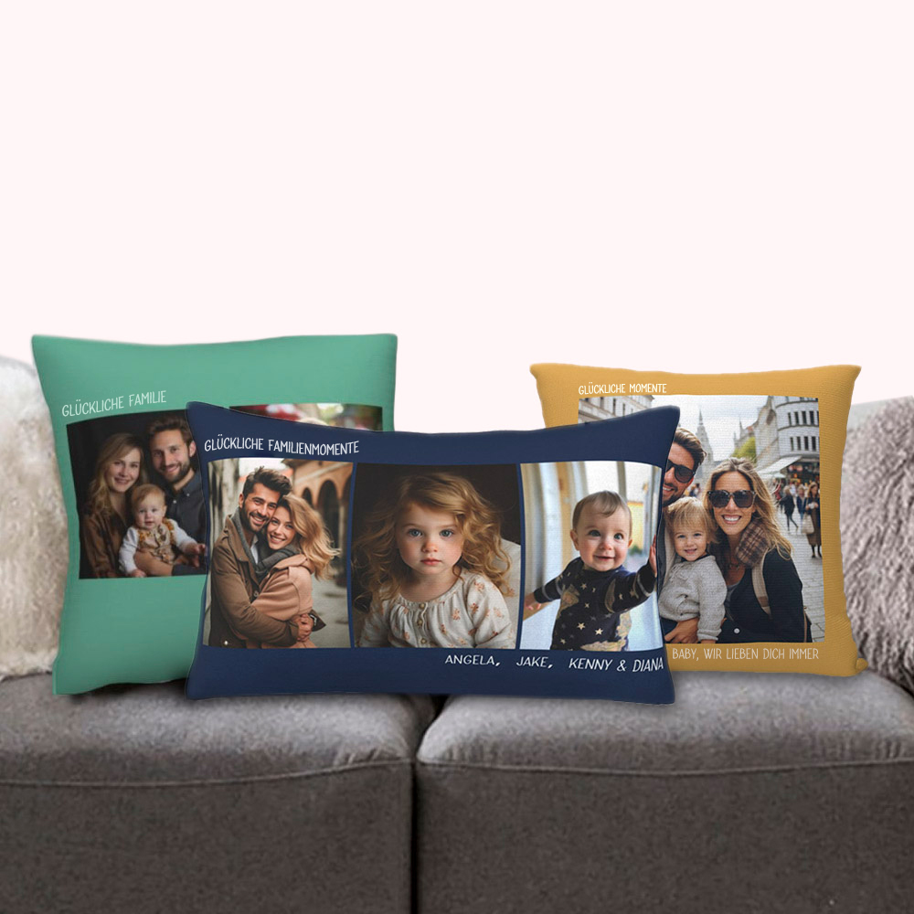 Personalisierter Mehrfarben Foto-Kissenbezug mit Text Geburtstag Hauseinweihung Kissen Deko Geschenk für Paar Familie
