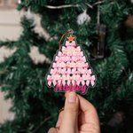 Adorno acrílico rosa personalizado para árbol de Navidad con nombre y cuerda dorada Regalo de Navidad para niñas