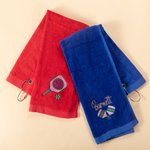 Serviette de sport brodée 100% coton avec clip et monogramme Cadeau de tournoi pour les amoureux du pickleball