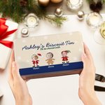 Personalised Snowman Santa Gingerbread Man Food Grade Metal Christmas Biscuit Tin 1- 6 Face Photos & Name Christmas Gift for Family