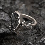 Bague gothique personnalisée Rose de cercueil Vintage avec nom gravé Noël Halloween Cadeau pour femmes hommes