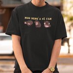 Personalised Cartoon Moo Deng Gang Cute Baby Hippo Multicolour Unisex T-shirt Sweatshirt with Name Funny Birthday Gift for Moo Deng Fans