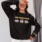 Personalised Cartoon Moo Deng Gang Cute Baby Hippo Multicolour Unisex T-shirt Sweatshirt with Name Funny Birthday Gift for Moo Deng Fans