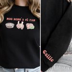 Personalised Cartoon Moo Deng Gang Cute Baby Hippo Multicolour Unisex T-shirt Sweatshirt with Name Funny Birthday Gift for Moo Deng Fans