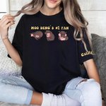Personalised Cartoon Moo Deng Gang Cute Baby Hippo Multicolour Unisex T-shirt Sweatshirt with Name Funny Birthday Gift for Moo Deng Fans