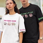 Personalised Cartoon Moo Deng Gang Cute Baby Hippo Multicolour Unisex T-shirt Sweatshirt with Name Funny Birthday Gift for Moo Deng Fans