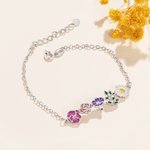 Bracelet de Fleurs de Naissance en Émail Métal Personnalisé avec Nom Réglable Cadeau d'Anniversaire pour Maman et Grand-Mère