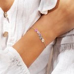 Bracelet de Fleurs de Naissance en Émail Métal Personnalisé avec Nom Réglable Cadeau d'Anniversaire pour Maman et Grand-Mère