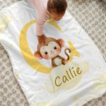 Couverture Personnalisée avec Initiale et Nom à Motif d'Animal Décoration de la Chambre Cadeau Anniversaire Noël pour Fille Garçon