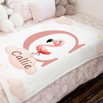 Couverture Personnalisée avec Initiale et Nom à Motif d'Animal Décoration de la Chambre Cadeau Anniversaire Noël pour Fille Garçon