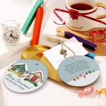 Personalised From Our Home To Yours Cabin Snowman Ceramic Ornament with 2 Family Names Christmas Tree Decor Gift for Neighbor Family