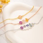 Bracelet de Fleurs de Naissance en Émail Métal Personnalisé avec Nom Réglable Cadeau d'Anniversaire pour Maman et Grand-Mère
