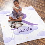 Couverture Personnalisée avec Initiale et Nom à Motif d'Animal Décoration de la Chambre Cadeau Anniversaire Noël pour Fille Garçon