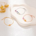Bracelet de Fleurs de Naissance en Émail Métal Personnalisé avec Nom Réglable Cadeau d'Anniversaire pour Maman et Grand-Mère