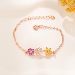 Personalizada Ajustable 1-8 Esmalte Nacimiento Flores Pulsera Joyería Dainty Cumpleaños Día de la Madre Regalo para Mamá Abuela