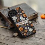 Personalisierte 3D Relief Effekt Geist Kürbis Blume Spinne Web Telefon Fall für iPhone mit Namen Halloween Geschenk für Familie Freund