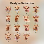 Personalized Cute Floral Highland Cow Jewelry Box with Name and LED Three-color Adjustable Makeup Mirror Birthday Gift for Women Highland Cow Lovers