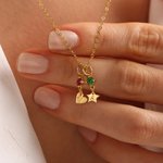 Personalizado 1-6 Corazón Estrella Birthstone Collar Colgantes con grabado Inicial Cumpleaños Aniversario Día de San Valentín Regalo para las mujeres