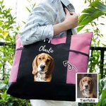 Personalisierte Ölgemälde Tragetasche mit Haustier Porträt Foto und Namen Große Kapazität Geburtstag Jahrestag Geschenk für Tierliebhaber