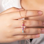Personalized Mobius Infinite Cross Necklace with 5 Birthstones Minimalist Christian Jewelry Birthday Baptism Christmas Gift for Women