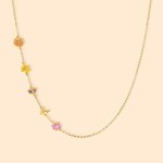 Personalized Dainty 1-8 Colorful Birth Flower Sideway Necklace Family Jewelry Birthday Anniversary Gift for Women