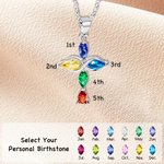 Personalized Mobius Infinite Cross Necklace with 5 Birthstones Minimalist Christian Jewelry Birthday Baptism Christmas Gift for Women