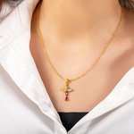 Personalized Mobius Infinite Cross Necklace with 5 Birthstones Minimalist Christian Jewelry Birthday Baptism Christmas Gift for Women