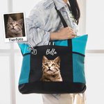 Personalisierte Ölgemälde Tragetasche mit Haustier Porträt Foto und Namen Große Kapazität Geburtstag Jahrestag Geschenk für Tierliebhaber
