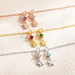 Personalizado 1-6 Corazón Estrella Birthstone Collar Colgantes con grabado Inicial Cumpleaños Aniversario Día de San Valentín Regalo para las mujeres