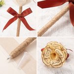 Henkilökohtainen Rustic Paper Rose Topper Twine kääritty Floral Pen kanssa nimikirjaimet nimet ja nauha vieraskirjaan häät osapuoli sisustus lahja pari