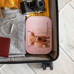 Personalized Cute Floral Highland Cow Jewelry Box with Name and LED Three-color Adjustable Makeup Mirror Birthday Gift for Women Highland Cow Lovers