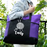 Bolsa de malla grande de punto personalizada con nombre Regalo de cumpleaños para amantes de la costura y el ganchillo