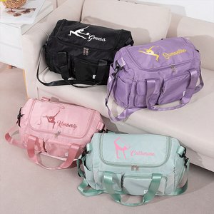 Sac de Sport Imperméable Personnalisé avec Nom à Silhouette de Gymnastique Sac avec Bandoulière Cadeau Voyage Anniversaire pour Amatrice de Sport