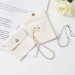 Personalized Dainty Cubic Zircon Adjustable Tennis Bracelet Leather Button Jewellery Pouch Set with Name Wedding Bridal Party Favors for Bridesmaids