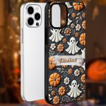 Personalisierte 3D Relief Effekt Geist Kürbis Blume Spinne Web Telefon Fall für iPhone mit Namen Halloween Geschenk für Familie Freund