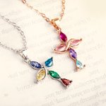Personalized Mobius Infinite Cross Necklace with 5 Birthstones Minimalist Christian Jewelry Birthday Baptism Christmas Gift for Women