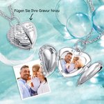 Personalisierte Medaillon Halskette mit Engelsflügeln Foto und Text Gravur im Herzform Geburtstag Jahrestag Geschenk für sie