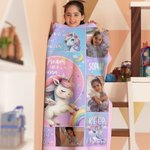 Personalized Fantasy Unicorn Photo Collage Soft Throw Blanket with Name Sofa Decor Baby Shower Birthday Gift for Baby Girls