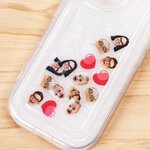 Gepersonaliseerd Shell-patroon Grappig Shaker Assembleerbaar Telefoonhoesje met Gezichtsfoto en Hart Schudbedeltjes voor iPhone Verjaardagsgeschenk voor Familie Vrienden