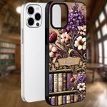 Personalised Vintage Oil Painting Style Floral Bookshelf Slim Phone Case for iPhone with Name Birthday Gift for Book Lovers Women