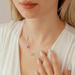 Personalized Dainty 1-8 Colorful Birth Flower Sideway Necklace Family Jewelry Birthday Anniversary Gift for Women