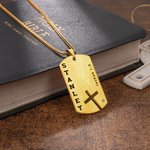 Personalised Cross Bible Verse Men's Necklace with Birthstone and Engraved Name Faith Jewellery First Communion Baptism Gift for Christian