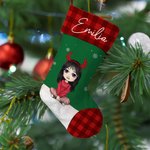 Personalizzato Cartoon personaggio calza di Natale con nome appeso ornamento albero di Natale decorazione regalo per la famiglia bambini