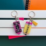 Personalized Multicolour Glitter Crayon Design Pen Lanyard Keychain Set with Name Back to School Teacher's Day Gift for Teacher