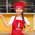 Tablier Personnalisé avec Personnage Fleur de Naissance Nom Accessoire Cuisine Pâtisserie pour Enfant Cadeau Anniversaire Noël