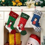 Personalizzato Cartoon personaggio calza di Natale con nome appeso ornamento albero di Natale decorazione regalo per la famiglia bambini